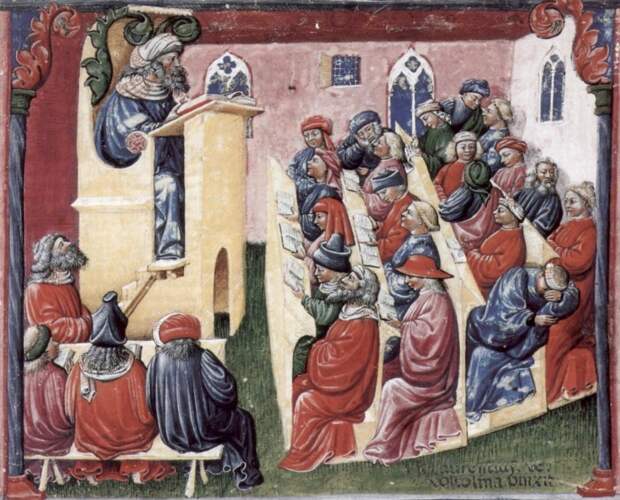 Студенты, обучающиеся в Болонье, 2-я пол. XIV в. | Фото: commons.wikimedia.org.