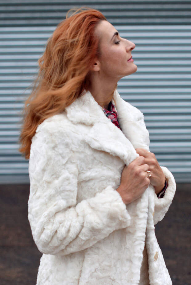 White teddy bear fur coat