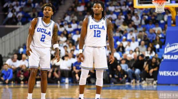 Sebastian Mack on the court for the UCLA basketball team.