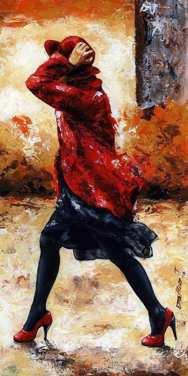 Lady in red от венгерского художника Имре Тота.