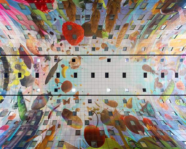фреска на потолке крытого рынка Markthal Rotterdam в Роттердаме Нидерланды (3)
