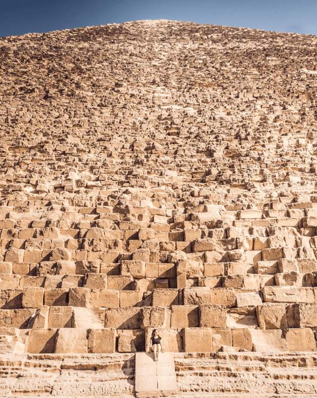 6. Человек на фоне одной из пирамид в Гизе в мире, животные, люди, размер, разница, фото