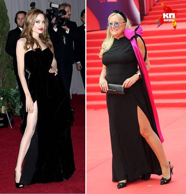 Татьяна Михалкова точь-в-точь повторила знаменитую позу Анджелины Джоли на красной дорожке "Оскара".