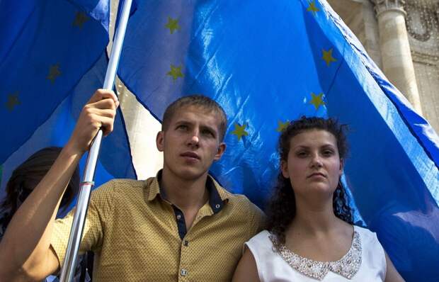 Участники акции протеста в Кишиневе