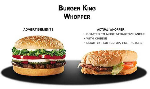 Реклама против реальности Burger King Whooper