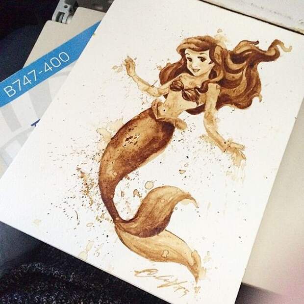 Русалочка Ариэль из кофе
