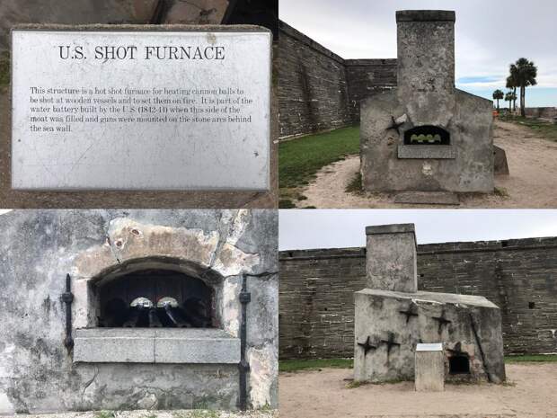 Специальная печь для нагревания ядер в старом форте Castillo de San Marcos, что в штате Флорида, США