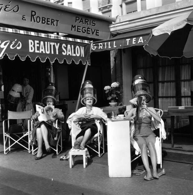 1958 год: парикмахерские салоны на открытом воздухе косметология, красота, старые фото