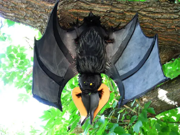 Украшения для сада своими руками. Забавная летучая мышь из автомобильных шин