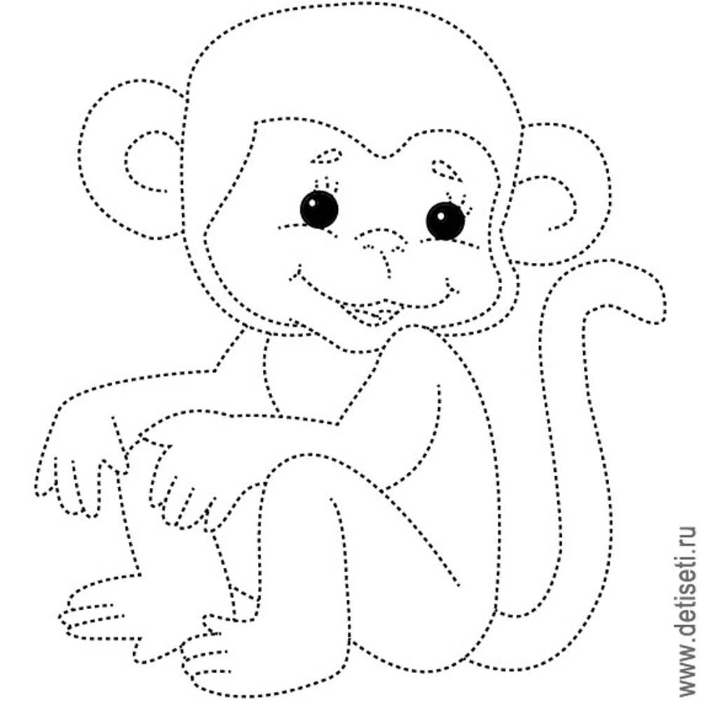 Обводить для детей обезьянку