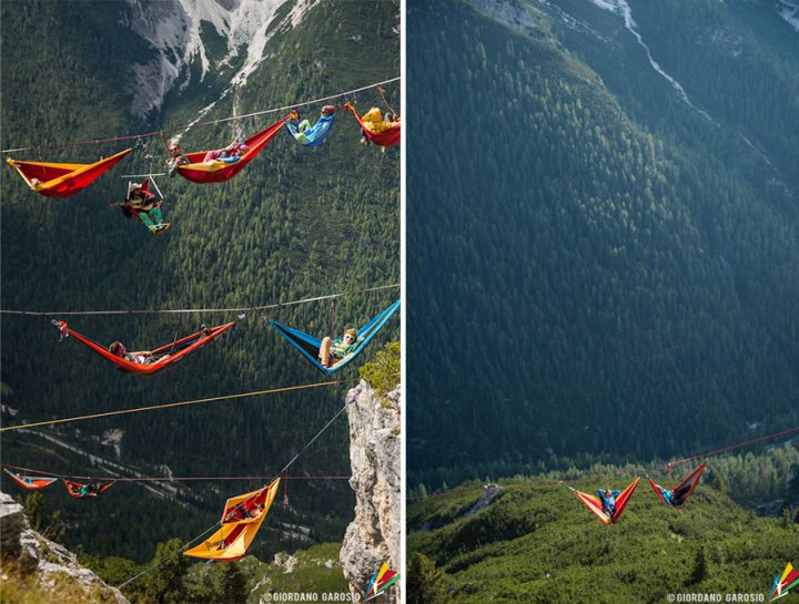 фестиваль highline гамаки на высоте в сотни метров над итальянскими альпами(7)