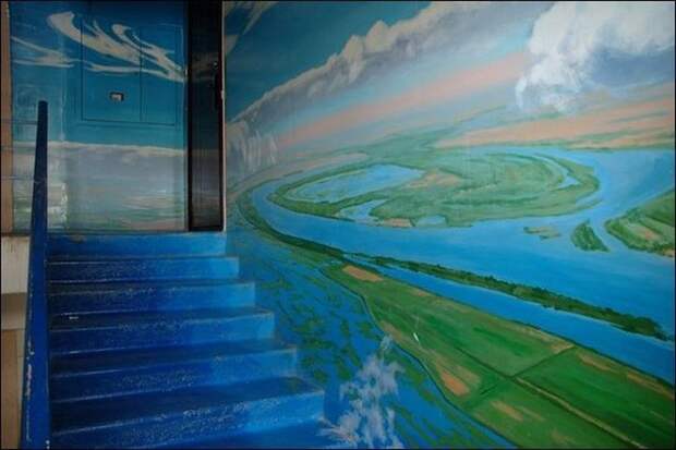 Красивые рисунки в подъезде Красивые рисунки в подъезде подъезд, рисунки, художник