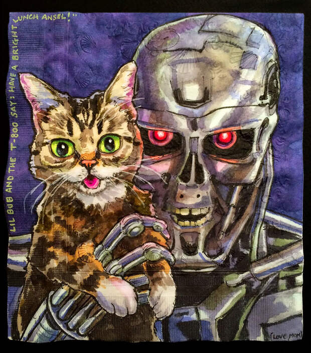 Лил Баб и T-800 Лил Баб и T-800 рисунок, салфетка