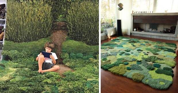 Обычные ковры уже не в моде: художник создает для пола настоящие лесные поляны! ковры, поляна, художник