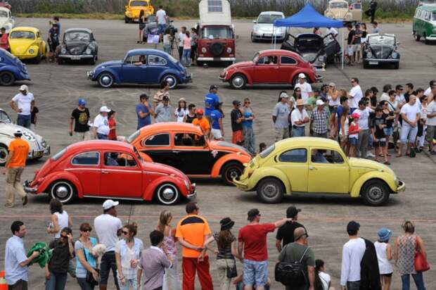 Cобрание владельцев VW Beetle в Бразилии beetle, volkswagen, бразилия, жук