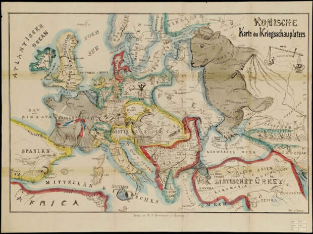 Забавная карта места проведения войны. Гамбург, 1854 год. | Фото: cameralabs.org.