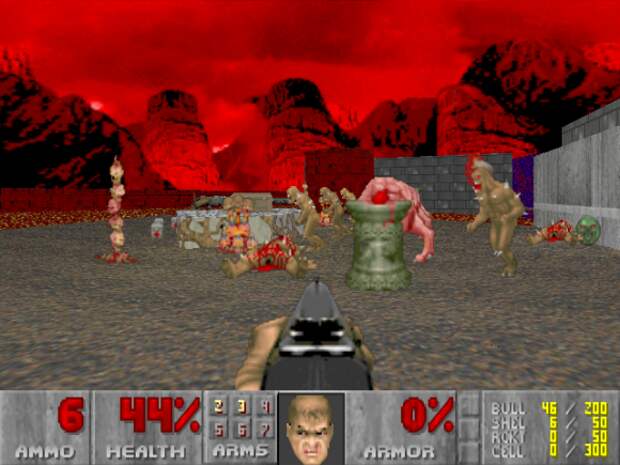 Скриншот из игры Doom, за разработку которой отвечал Кармак