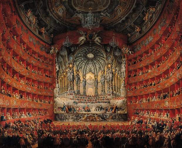 Concert given by Cardinal de La Rochefoucauld at the Argentina Theatre in Rome, 1747, Автор: Panini, Giovanni Paolo (Джованни Паоло Панини)