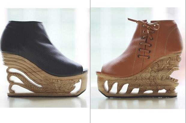 Дизайнер LanVy Nguyen создает оригинальную обувь на платформе.