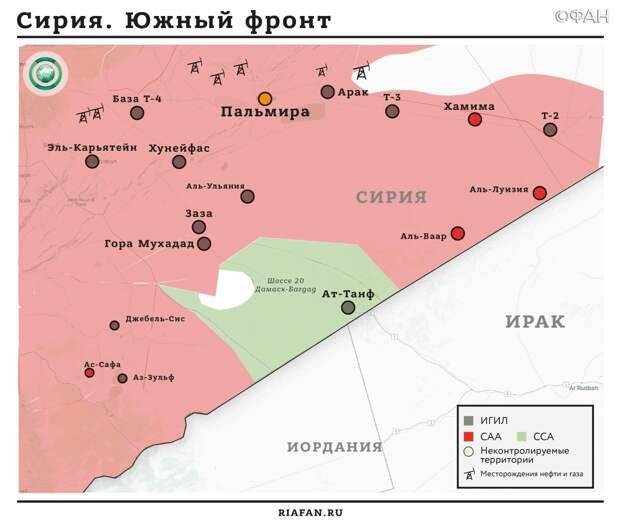 Карта военных действий на юге Сирии