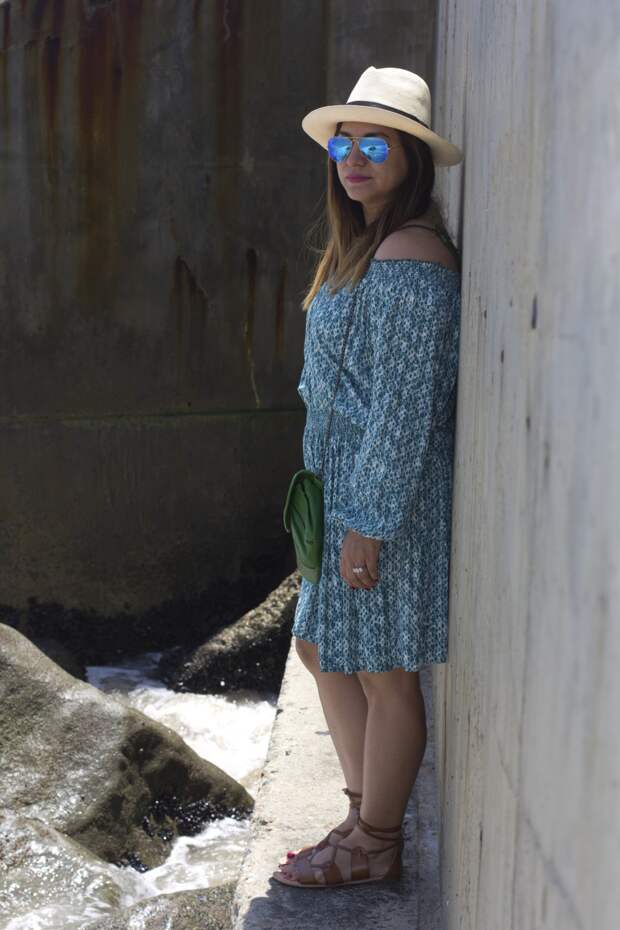 Off-Shoulder-Dress-n-Gladiators-Santa-Monica-Beach