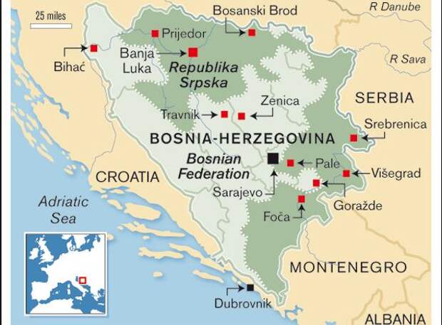 Карта республики сербской и сербии