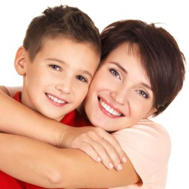 Portrait of a happy young mother with son