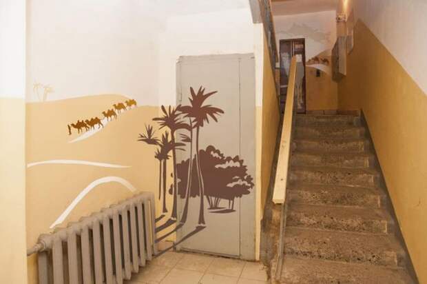 Красивые рисунки в подъезде Красивые рисунки в подъезде подъезд, рисунки, художник
