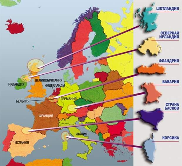 Карта сепаратизма в европе