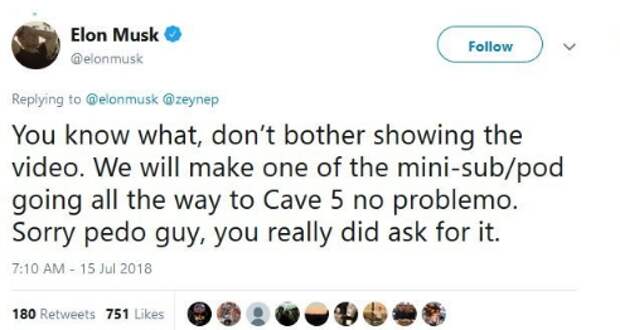 Маск назвал "педофилом" дайвера, спасавшего детей из пещеры в Таиланде