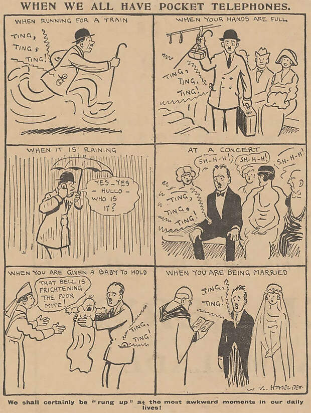 Фото №2 - Пророческая карикатура про мобильники из 1923 года