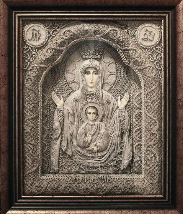 Православные иконы из льна от Владимира Денщикова 