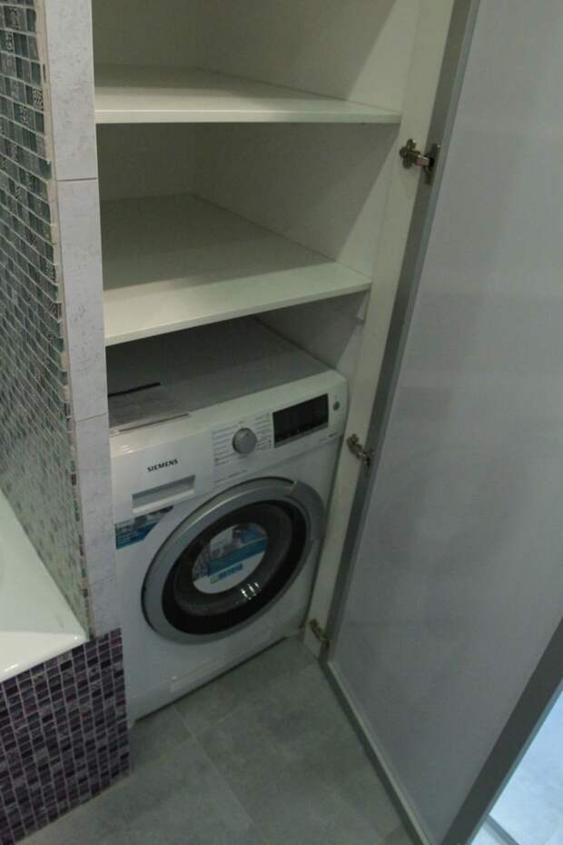 Стиральная машинка в нише, стиральная машина в ванной комнате