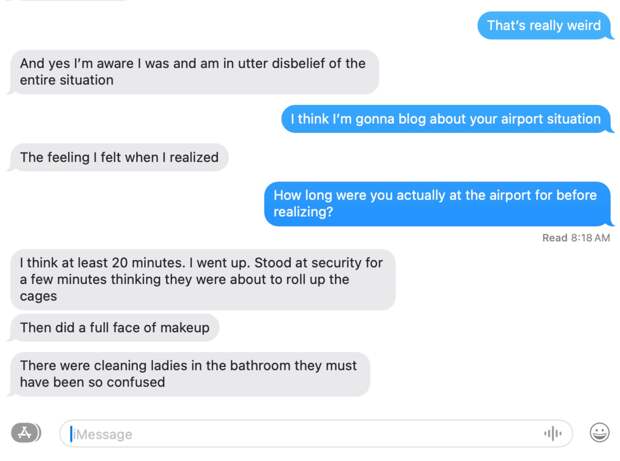 story about getting to the airport too early