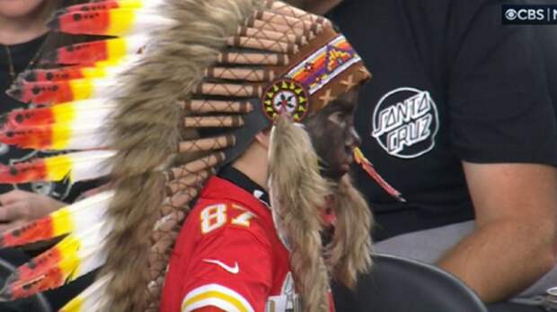 Holden Armenta kid face paint headdress Chiefs game