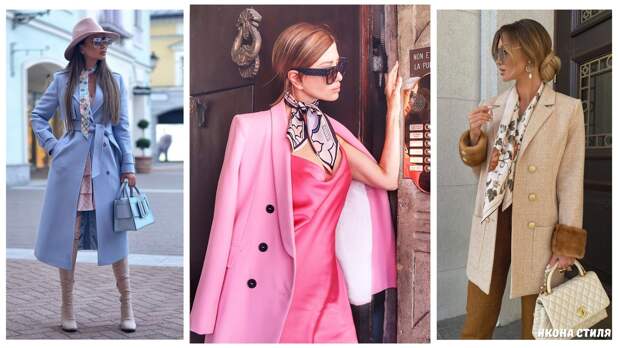 15 безупречных идей как модно носить платок с пальто