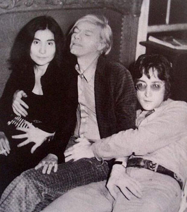Йоко Оно, Энди Уорхол и Джон Леннон. Фото / John Lennon, Yoko Ono, Andy Warhol. Photo