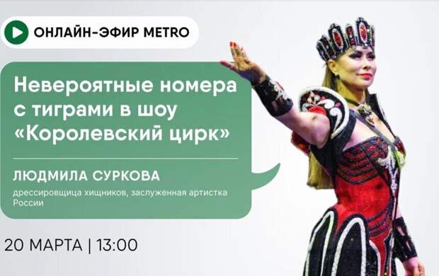 Онлайн-эфир газеты Metro ВКонтакте: Невероятные номера с тиграми в шоу "Королевский цирк"