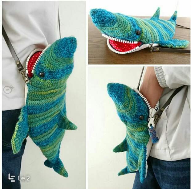Вязаная сумка акула