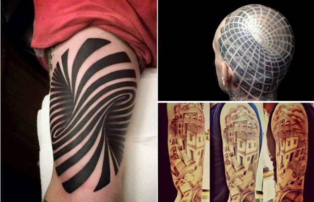 Необычные татуировки, создающие эффектные оптические иллюзии.