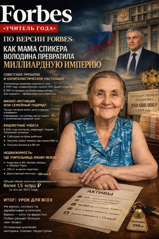 «Учитель года» по версии Forbes: Как мама Вячеслава Володина превратила пенсию в миллиардную империю