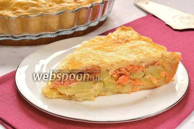 Фото Рыбный пирог с кижучем и картофелем