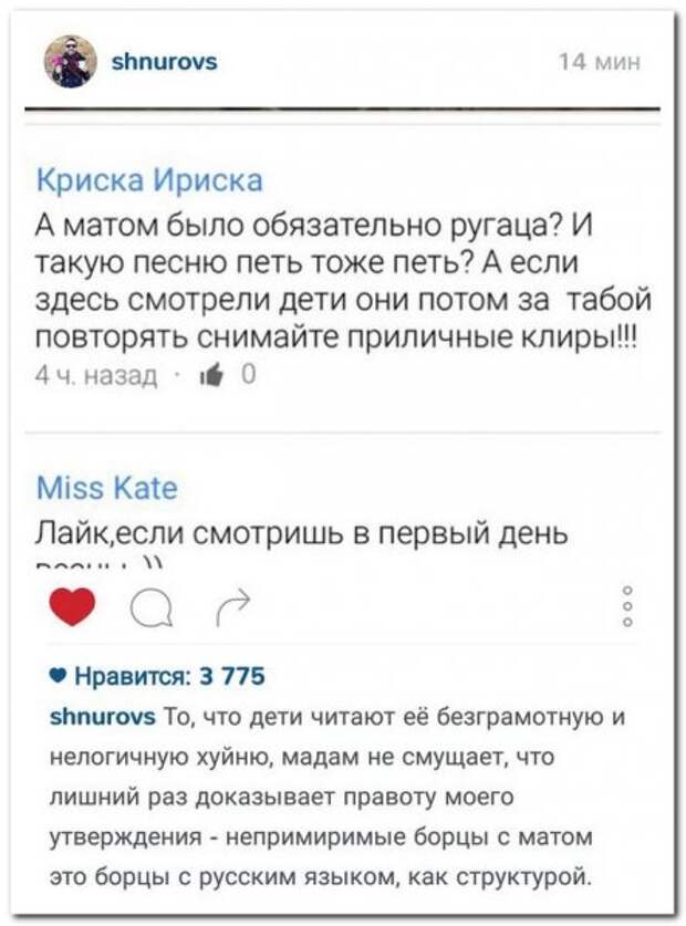 комментарии из социальных сетей.