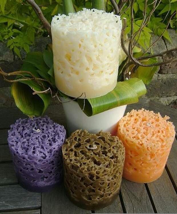 Коралловые свечи: жасмин,  лаванда и лимонная трава.