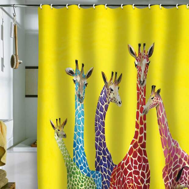 Для любителей разноцветных жирафиков. душ, занавески, юмор
