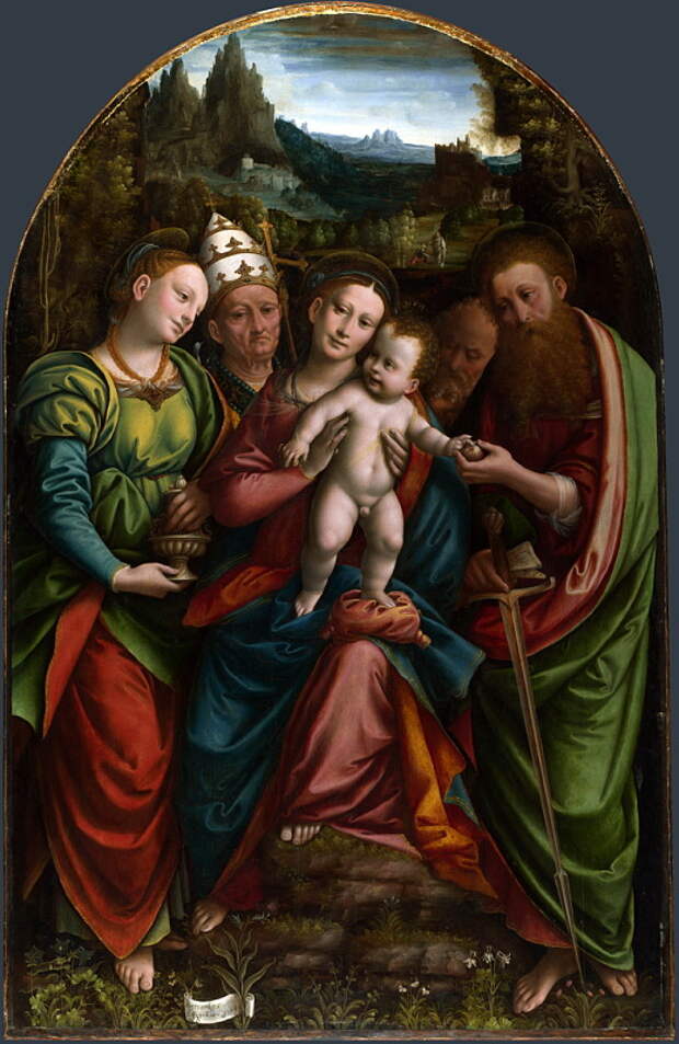 Bernardino Lanino - The Madonna and Child with Saints. Национальная галерея, Часть 1