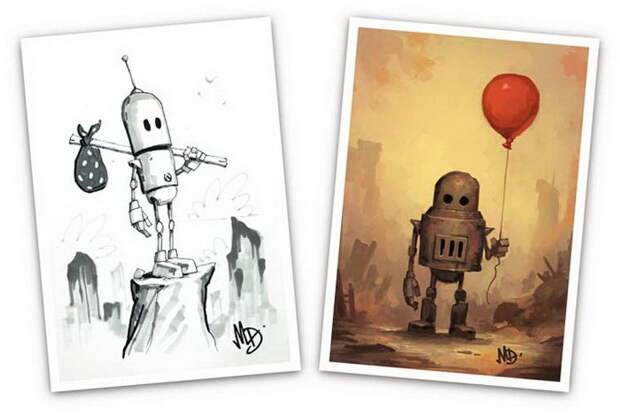 Очаровательные роботы в иллюстрациях  Matt Dixon