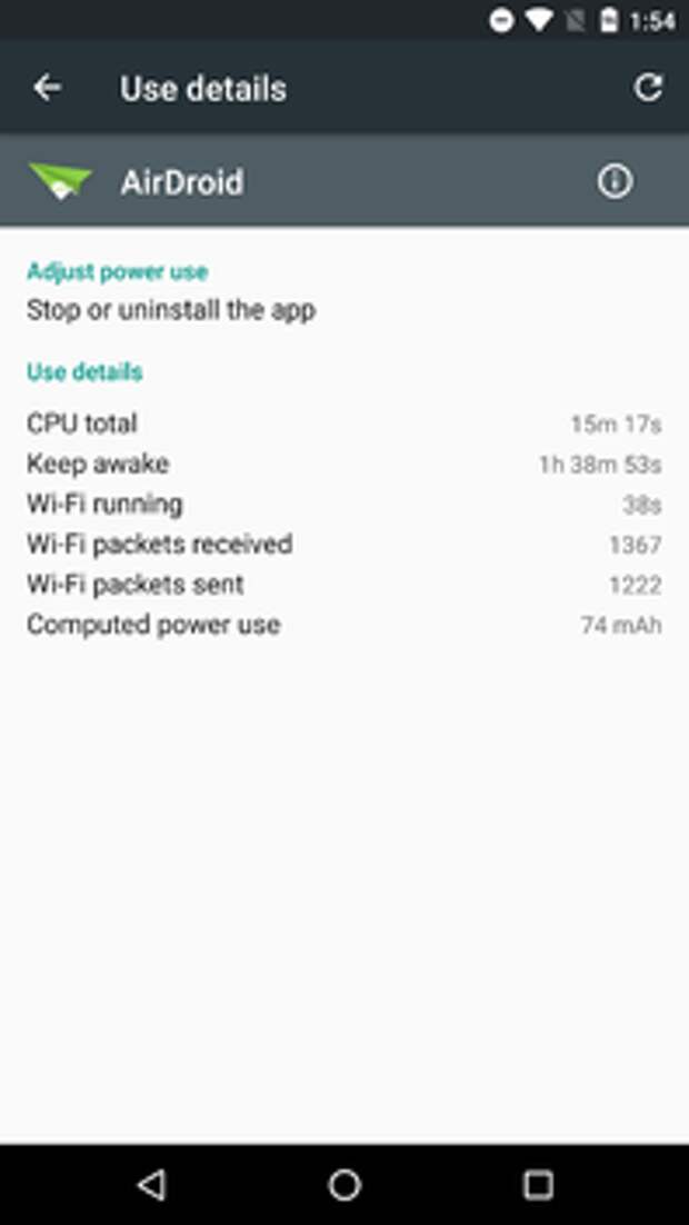 Потребление AirDroid в мАч
