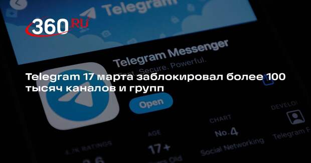 Telegram 17 марта заблокировал более 100 тысяч каналов и групп