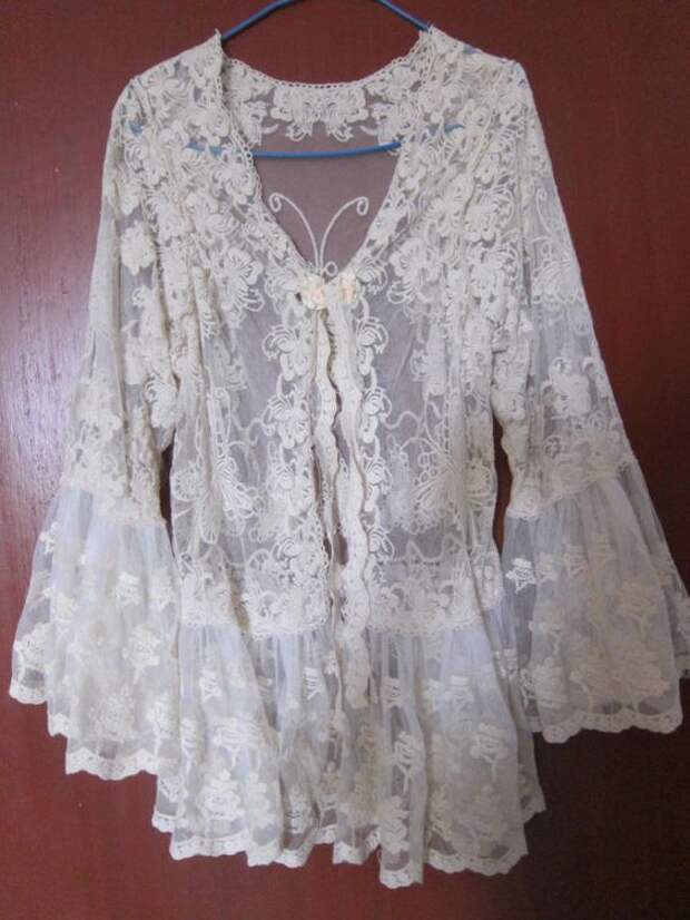 RESERVED..vintage inspired soft cotton jacket with ruffles of lace. and butterfly details....: 
